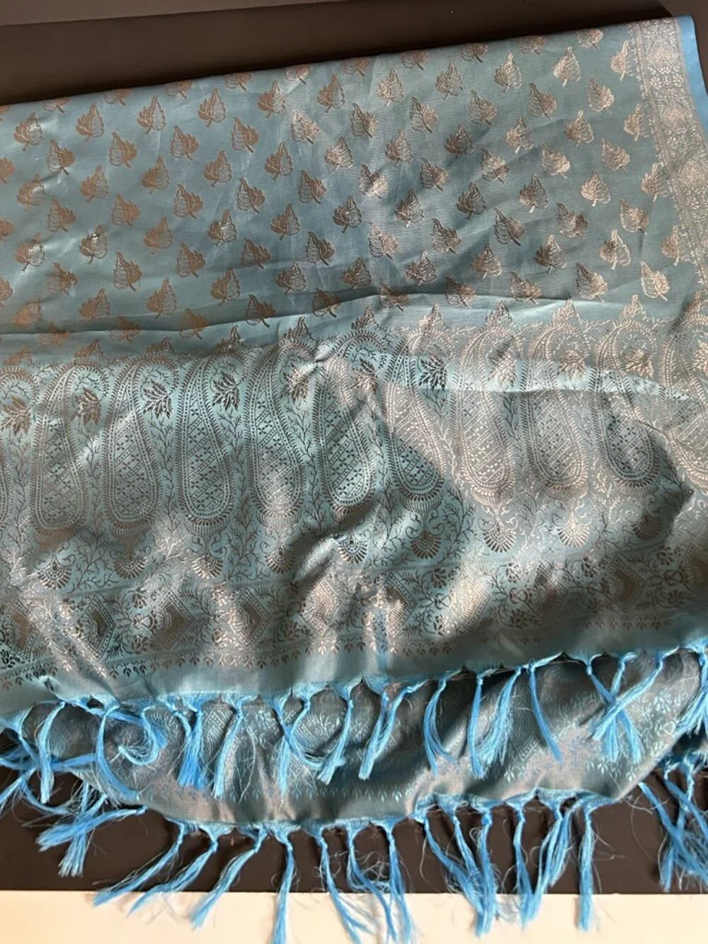 Teal Paisley Silk Scarf